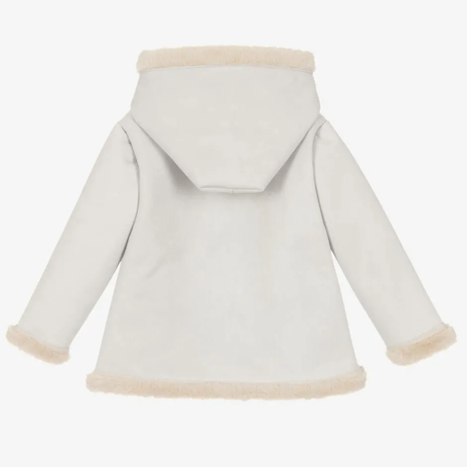 Mebi Grey Faux Suede Hooded Coat Outlet