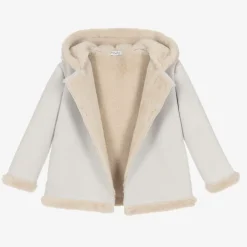 Mebi Grey Faux Suede Hooded Coat Outlet