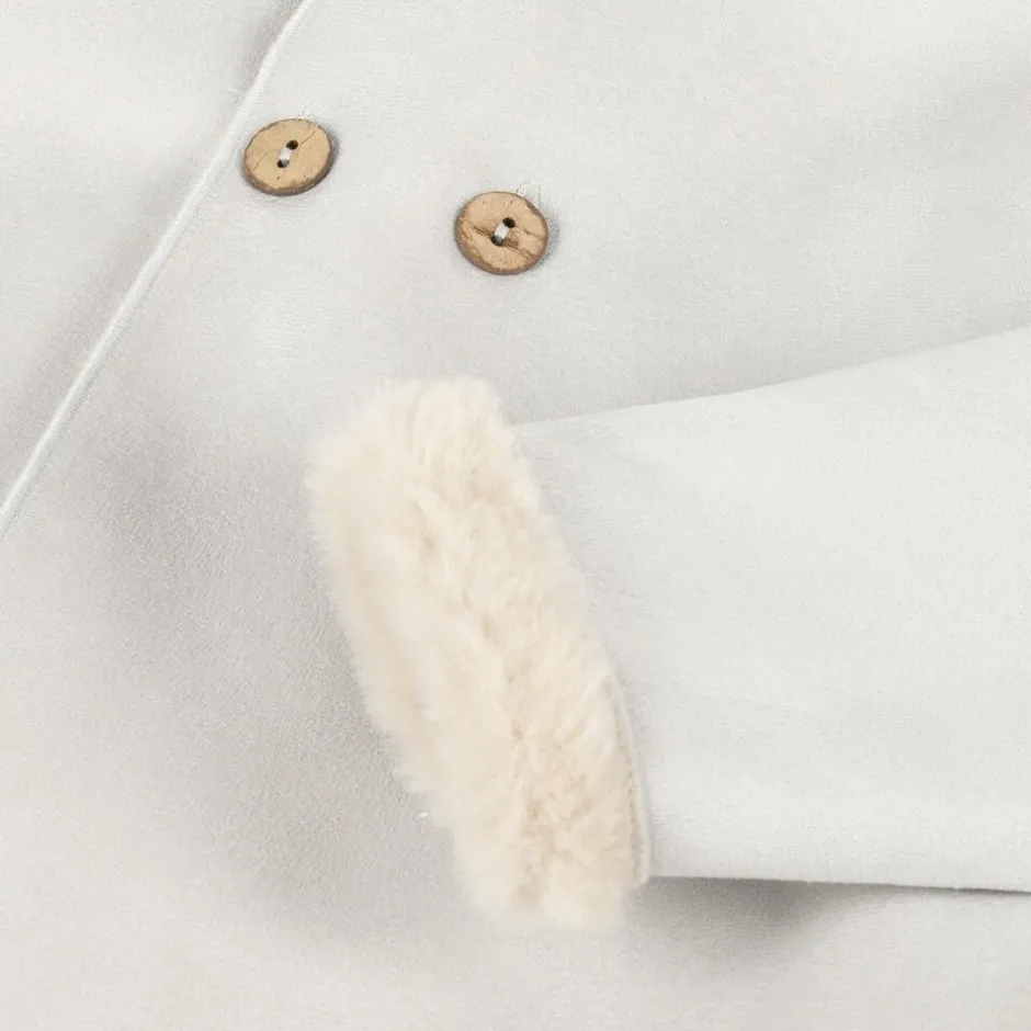 Mebi Grey Faux Suede Hooded Coat Outlet