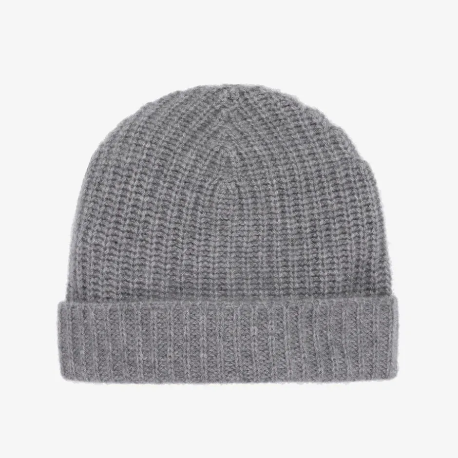 Il Gufo Grey Knitted Cashmere Beanie Hat Online