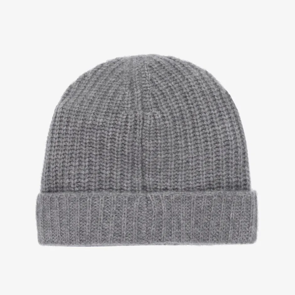 Il Gufo Grey Knitted Cashmere Beanie Hat Online