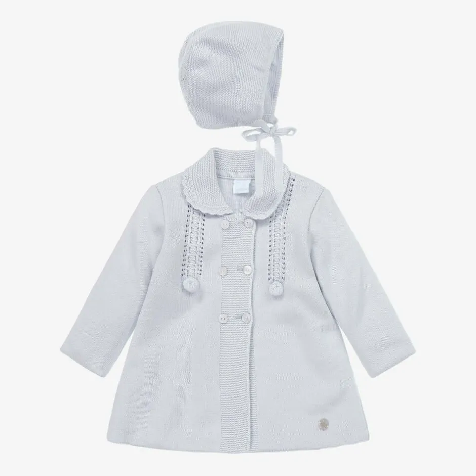 Artesanía Granlei Grey Knitted Coat & Hat Set Clearance