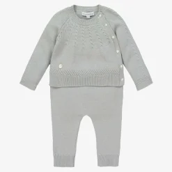 Beatrice amp; George Grey Knitted Wool & Cotton Trouser Set New