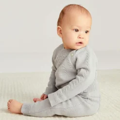 Beatrice amp; George Grey Knitted Wool & Cotton Trouser Set New