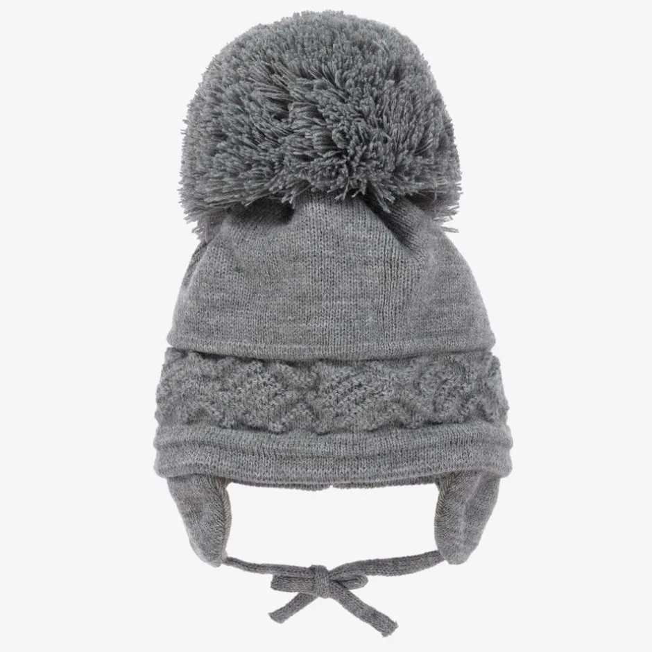 Sätila of Sweden Grey Malva Knitted Giant Pom-Pom Beanie Sale