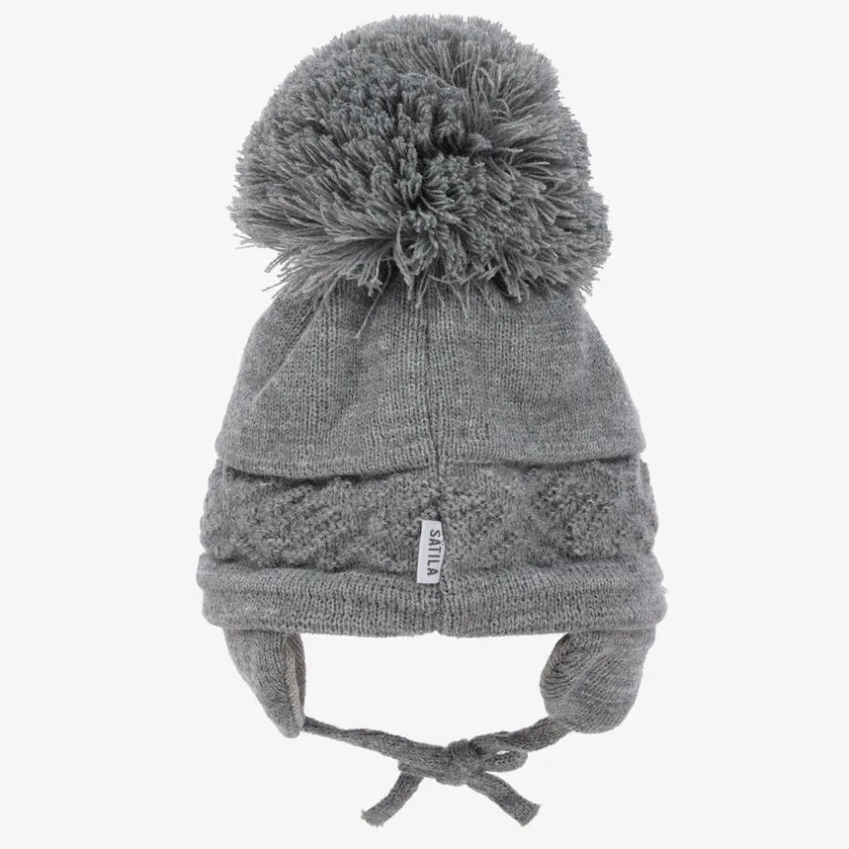 Sätila of Sweden Grey Malva Knitted Giant Pom-Pom Beanie Sale