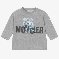 Moncler Enfant Grey Marl Cotton Bear Top Discount