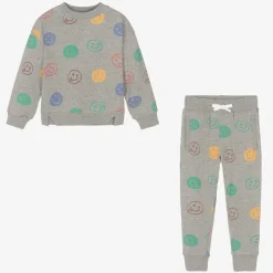 Joyday Grey Marl Cotton Happy Faces Tracksuit Outlet