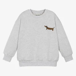 Mini Rodini Grey Marl Organic Cotton Dog Sweatshirt Hot