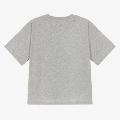 Mini Rodini Grey Marl Organic Cotton Cat Print T-Shirt Outlet