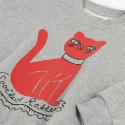 Mini Rodini Grey Organic Cotton Cat Print Sweatshirt Clearance