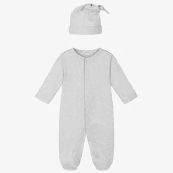 Kissy Kissy Grey Pima Cotton Crescent Moonlight Babygrow Set New