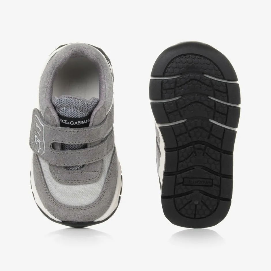 Dolce amp; Gabbana Grey Suede Leather & Mesh Baby Trainers Best