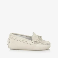 Tods Grey Suede Leather Pre-Walker Moccasins