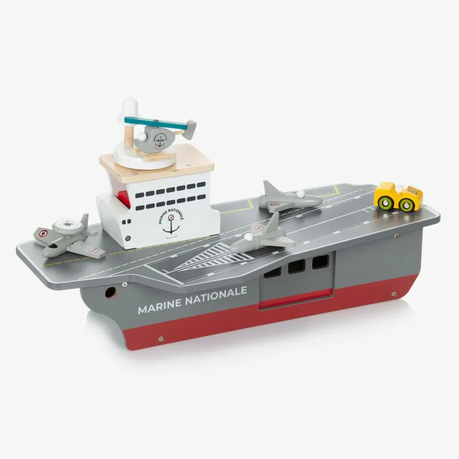 Vilac Grey Wooden Aircraft Carrier Toy (54cm) Hot