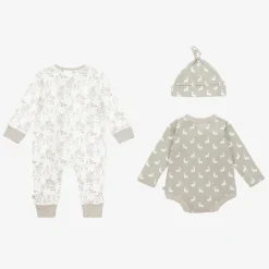 The Little Tailor Grey Woodland Print Cotton Babysuit Set Sale