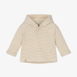 1 + in the family Ivory & Beige Stripe Cotton Baby Hoodie Best