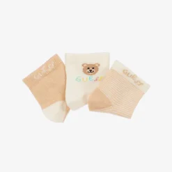 Guess Ivory & Beige Teddy Bear Socks (3 Pack) Outlet