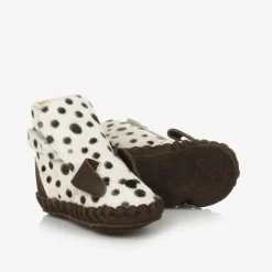 Donsje Ivory & Brown Leather Dalmation Pre-Walkers Outlet