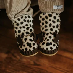 Donsje Ivory & Brown Leather Dalmation Pre-Walkers Outlet