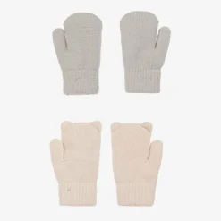 Molo Ivory & Grey Knitted Animal Mittens (2 Pack) Greysnow Sale