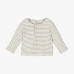 1 + in the family Ivory & Grey Stripe Cotton Baby Cardigan Sale