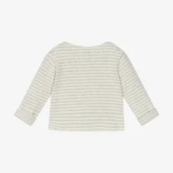 1 + in the family Ivory & Grey Stripe Cotton Baby Cardigan Sale