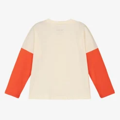 Mini Rodini Ivory & Orange Organic Cotton Top Hot
