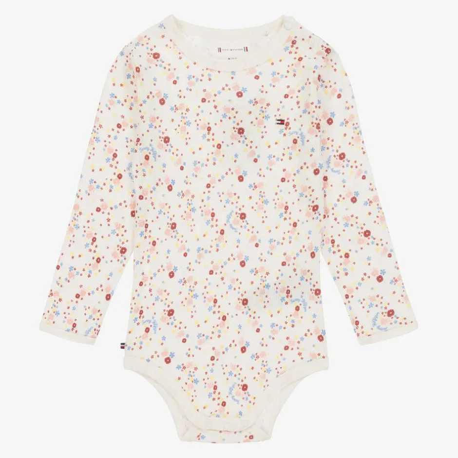 Tommy Hilfiger Ivory & Pink Cotton Baby Bodysuits (3 Pack) Sale