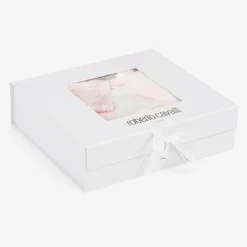 Roberto Cavalli Ivory & Pink Cotton Monogram Babysuit Set Hot
