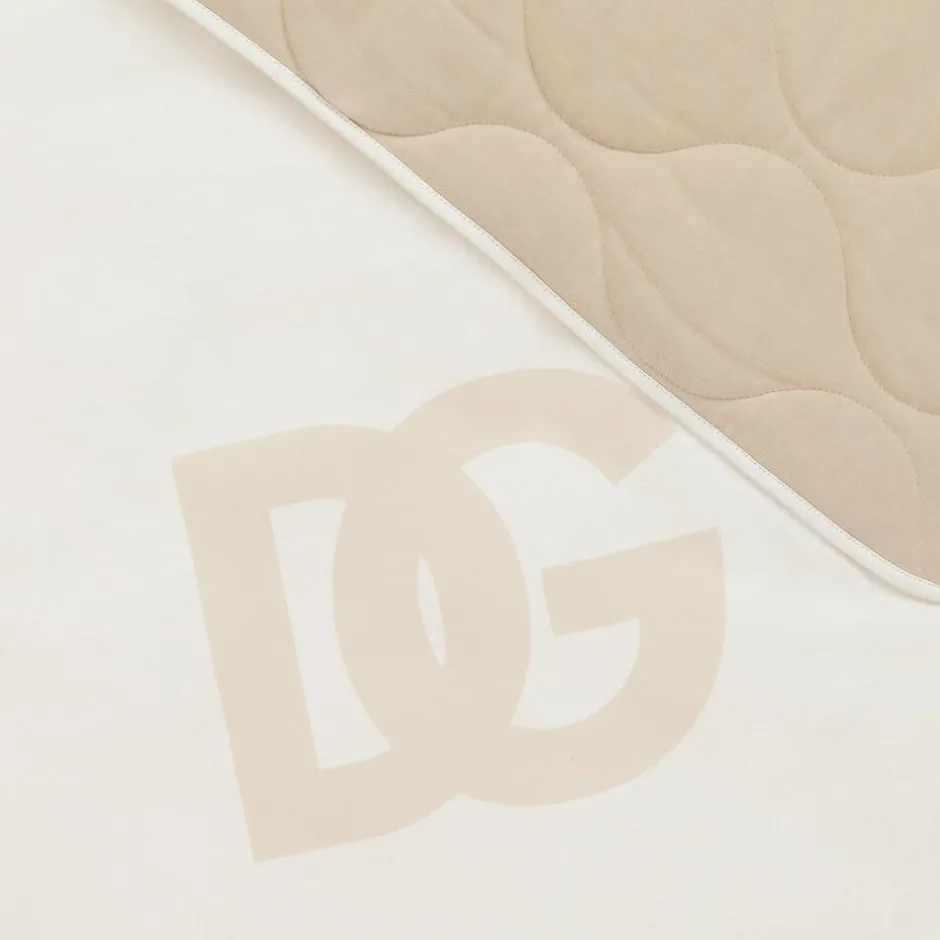 Dolce amp; Gabbana Ivory & Beige Padded DG Blanket (81cm) Clearance
