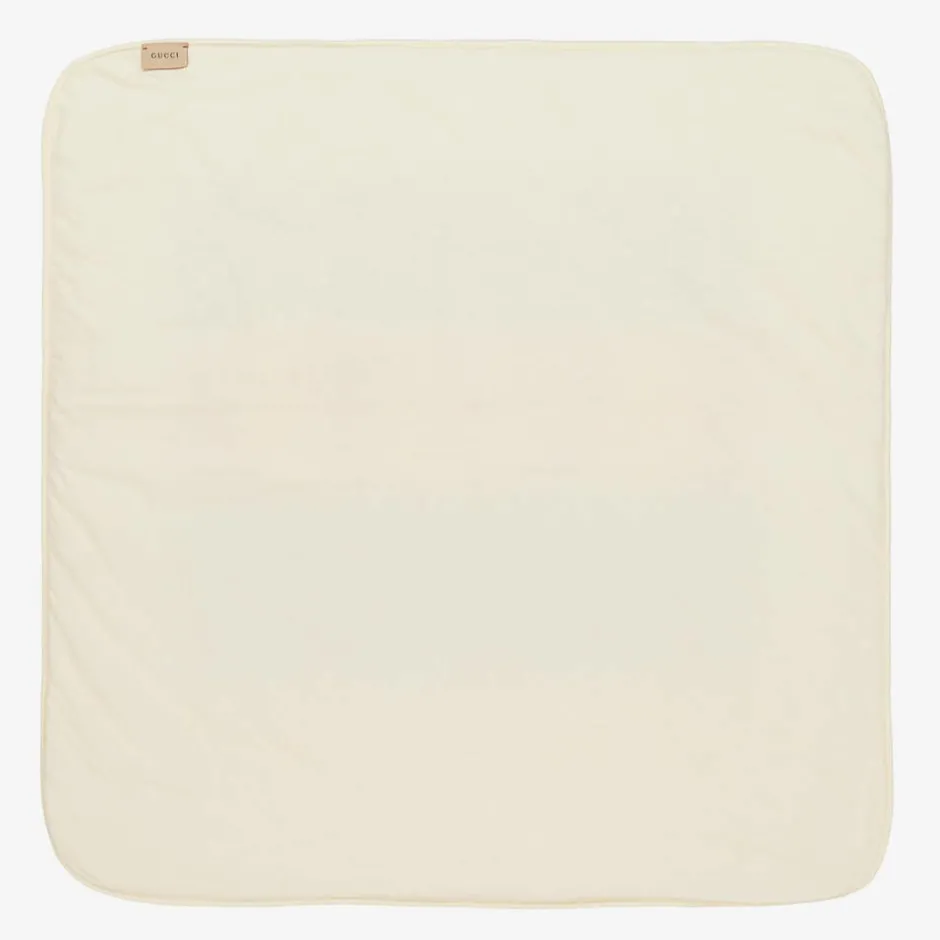 Gucci Ivory & Blue Cotton Interlocking G Blanket (80cm) Hot