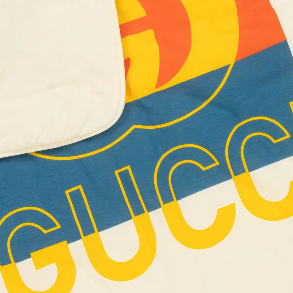 Gucci Ivory & Blue Cotton Interlocking G Blanket (80cm) Hot
