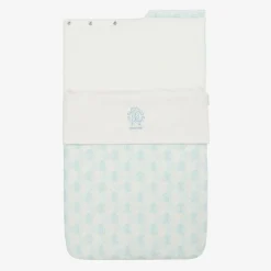 Roberto Cavalli Ivory & Blue Cotton Monogram Baby Nest (73cm) New