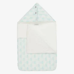 Roberto Cavalli Ivory & Blue Cotton Monogram Baby Nest (73cm) New