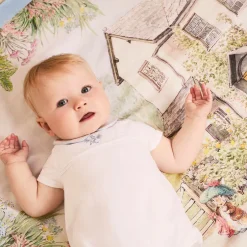 Peter Rabbit™ by Childrensalon Ivory & Blue Cotton Swaddle (100cm)