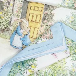 Peter Rabbit™ by Childrensalon Ivory & Blue Cotton Swaddle (100cm)