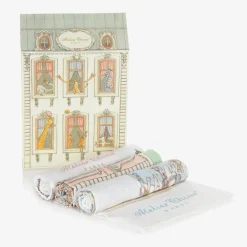 Atelier Choux Paris Ivory & Blue Organic Cotton Swaddles (3 Pack)