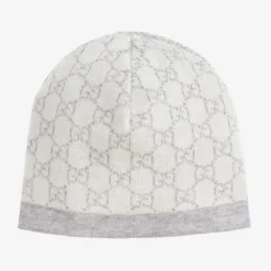 Gucci Ivory & Grey Wool GG Baby Hat Best