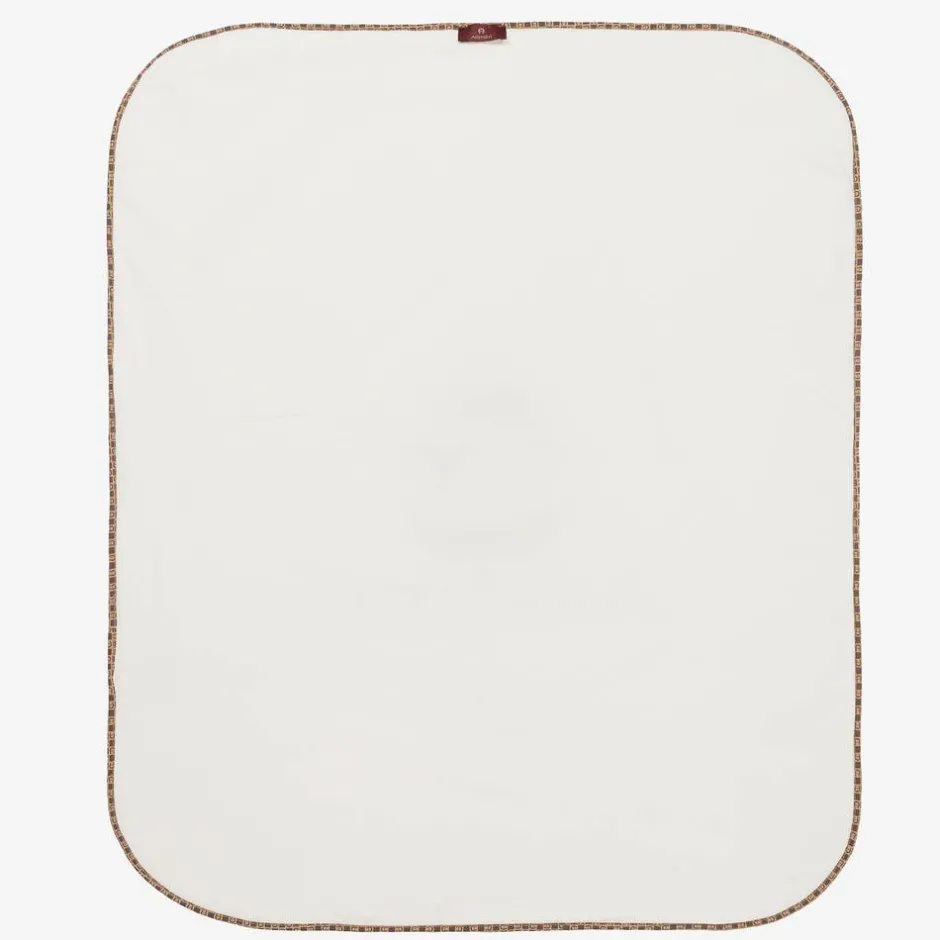 AIGNER Ivory Bear Logo Pima Cotton Baby Blanket (90cm)
