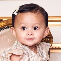 Peach Ribbons Ivory Bow Hair Clip (5cm) Online