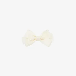 Peach Ribbons Ivory Bow Hair Clip (7cm) Discount