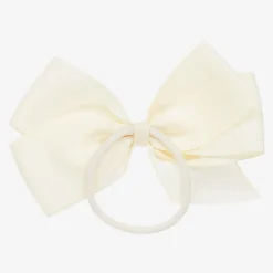 Peach Ribbons Ivory Bow Hair Elastic (12cm) Online