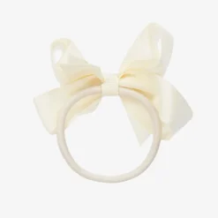 Peach Ribbons Ivory Bow Hair Elastic (7cm) Best