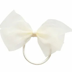 Peach Ribbons Ivory Bow Hair Elastic (12cm) Clearance
