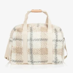 1 + in the family Ivory Check Sherpa Fleece Changing Bag (51cm)