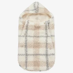 1 + in the family Ivory Check Sherpa Fleece Baby Nest (74cm)