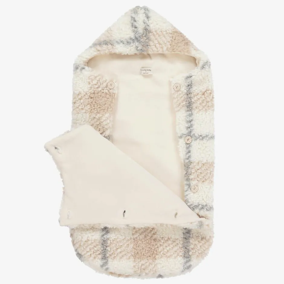 1 + in the family Ivory Check Sherpa Fleece Baby Nest (74cm)