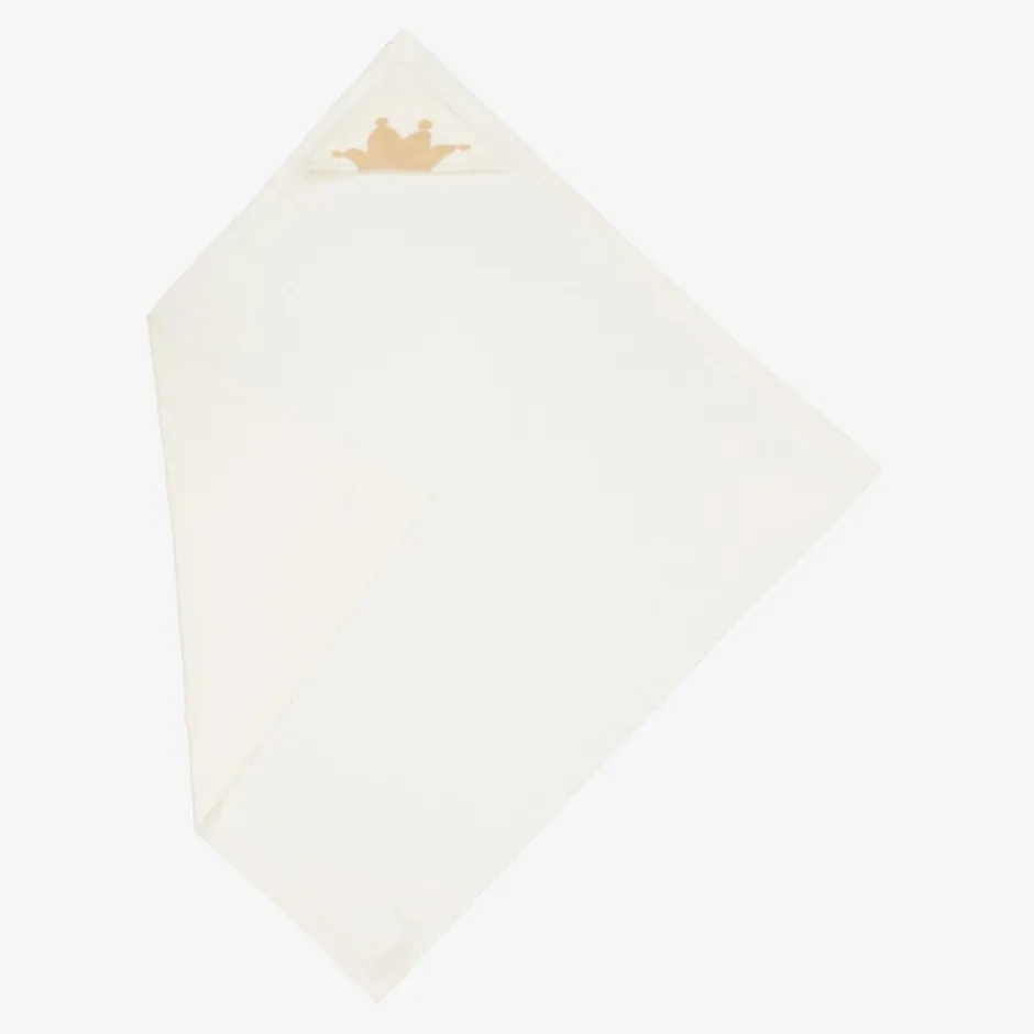 Marie-Chantal Ivory Cotton & Cashmere Hooded Blanket (95cm)