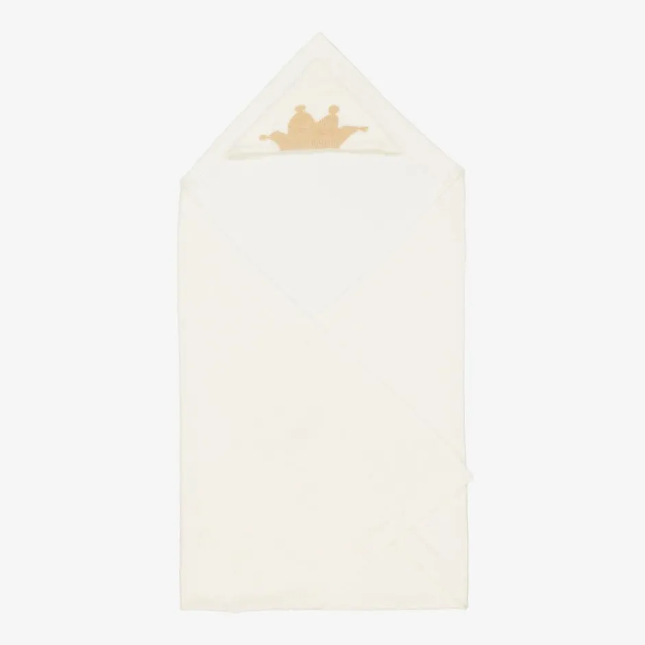 Marie-Chantal Ivory Cotton & Cashmere Hooded Blanket (95cm)